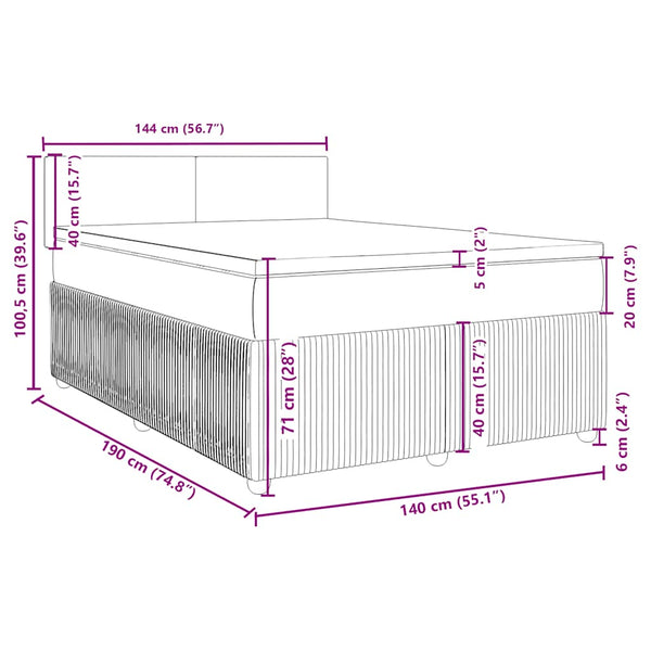 Boxspringbett Blau 140x190 cm Samt