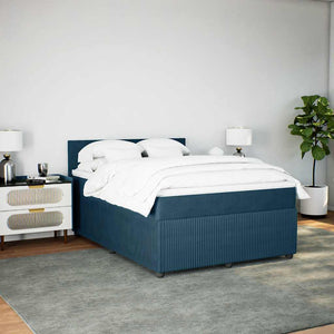 Boxspringbett Blau 140x190 cm Samt