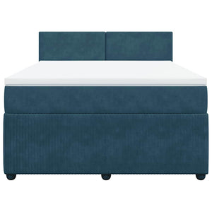Boxspringbett Blau 140x190 cm Samt