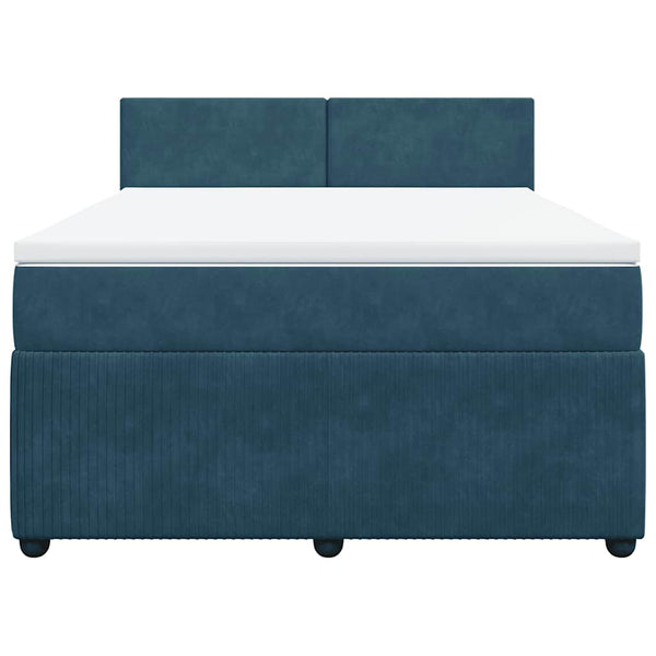 Boxspringbett Blau 140x190 cm Samt