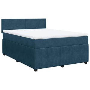Boxspringbett Blau 140x200 cm Samt mit Matratze