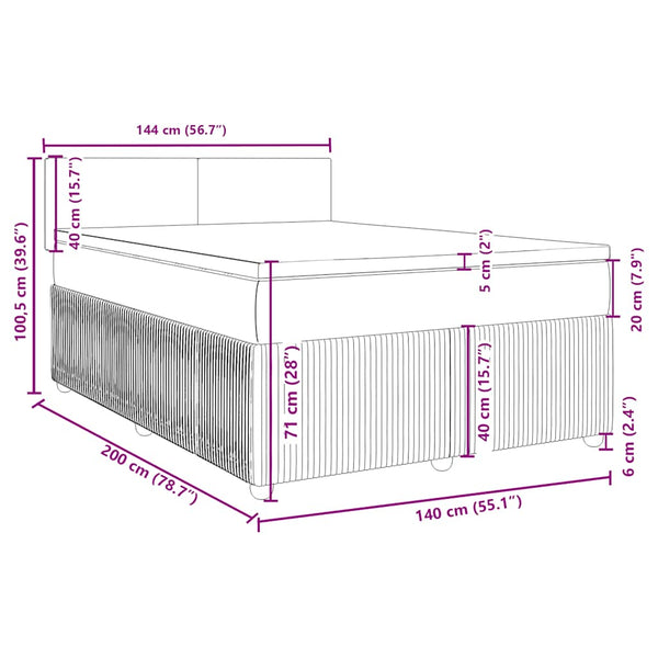 Boxspringbett Blau 140x200 cm Samt mit Matratze