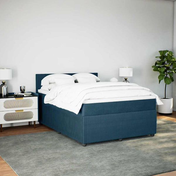 Boxspringbett Blau 140x200 cm Samt mit Matratze