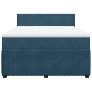 Boxspringbett Blau 140x200 cm Samt mit Matratze