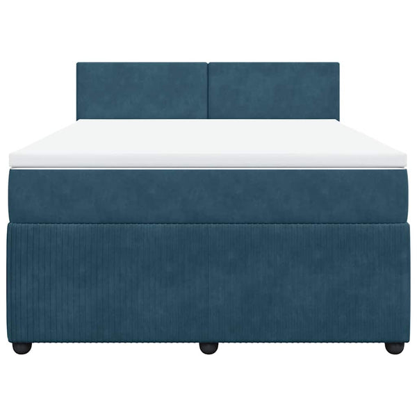 Boxspringbett Blau 140x200 cm Samt mit Matratze