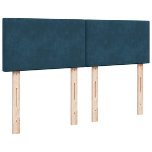 Boxspringbett Blau 140x200 cm Samt mit Matratze