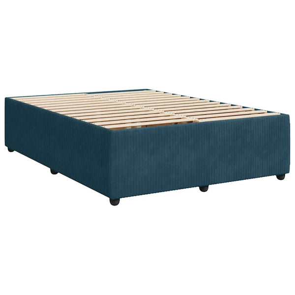 Boxspringbett Blau 140x200 cm Samt mit Matratze