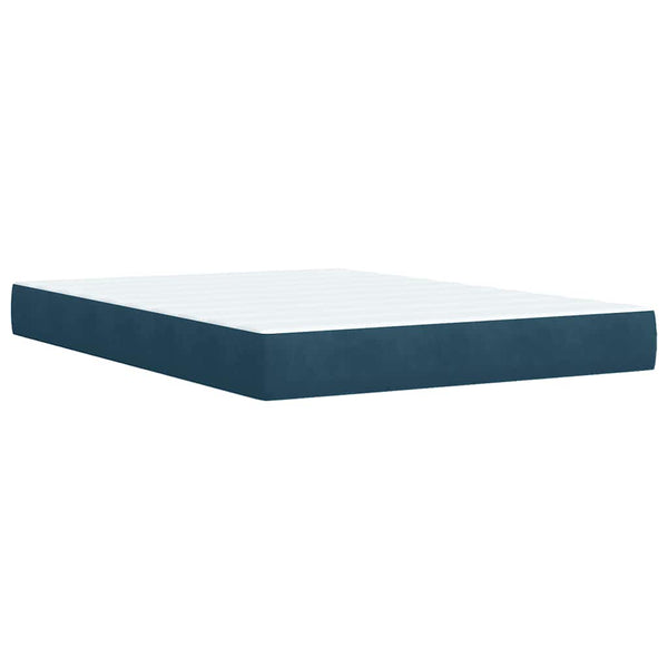 Boxspringbett Blau 140x200 cm Samt mit Matratze