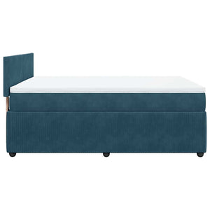Boxspringbett Blau 140x200 cm Samt mit Matratze