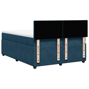 Boxspringbett Blau 140x200 cm Samt mit Matratze
