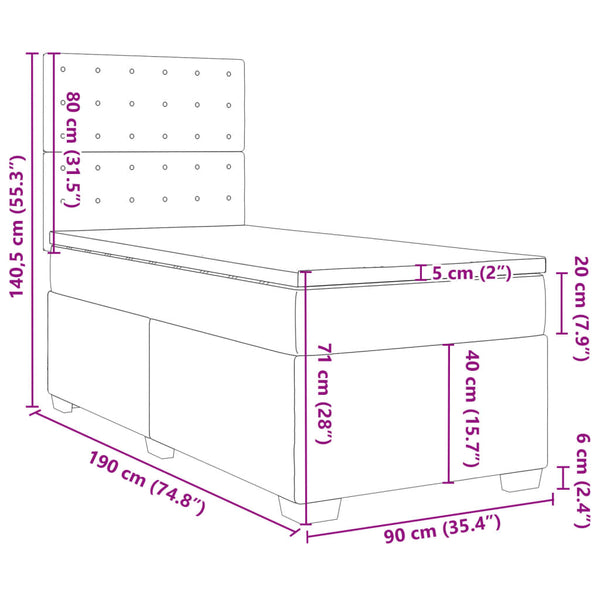 Boxspringbett mit Matratze Schwarz Kunstleder