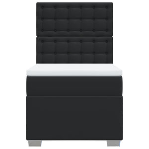 Boxspringbett mit Matratze Schwarz Kunstleder