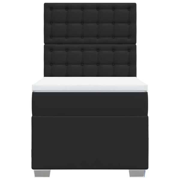Boxspringbett mit Matratze Schwarz Kunstleder
