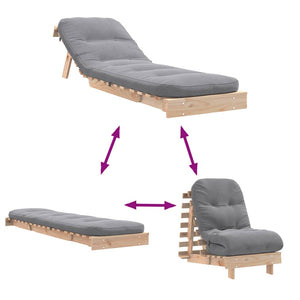 Futon Schlafsofa Kiefer Massivholz 60x206 cm