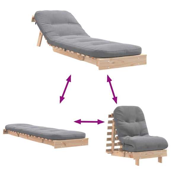 Futon Schlafsofa Kiefer Massivholz 60x206 cm