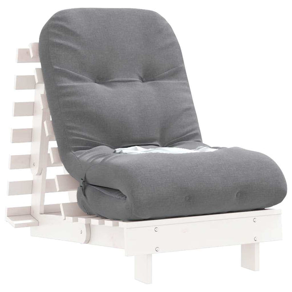 Futon Schlafsofa mit Matratze Weiß Kiefer 60x206cm