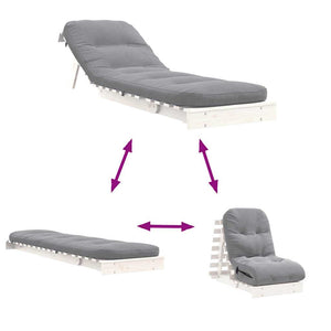 Futon Schlafsofa mit Matratze Weiß Kiefer 60x206cm