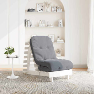 Futon Schlafsofa mit Matratze Weiß Kiefer 60x206cm