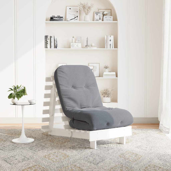 Futon Schlafsofa mit Matratze Weiß Kiefer 60x206cm