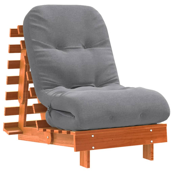 Futon Schlafsofa mit Matratze Kiefer Braun 60x206 cm