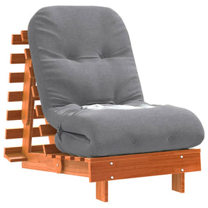 Futon Schlafsofa mit Matratze Kiefer Braun 60x206 cm