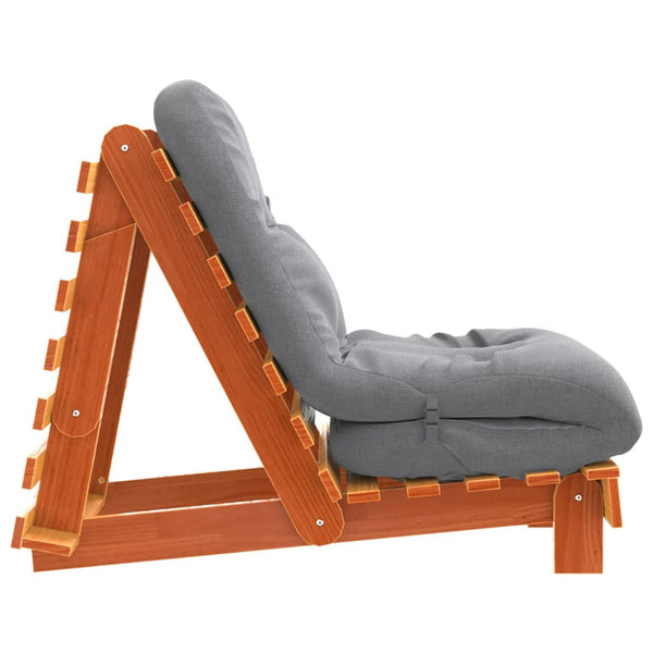 Futon Schlafsofa mit Matratze Kiefer Braun 60x206 cm