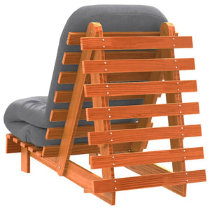 Futon Schlafsofa mit Matratze Kiefer Braun 60x206 cm