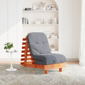 Futon Schlafsofa mit Matratze Kiefer Braun 60x206 cm
