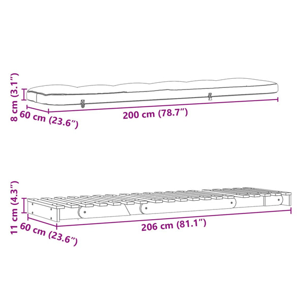 Futon Schlafsofa Douglasie 60x206 cm
