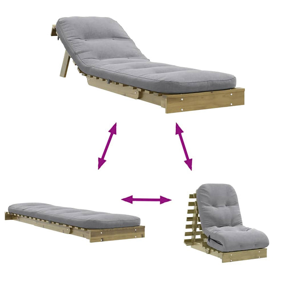 Futon Schlafsofa Kiefer imprägniert 60x206 cm