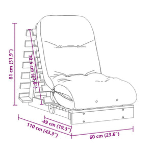 Futon Schlafsofa Kiefer imprägniert 60x206 cm