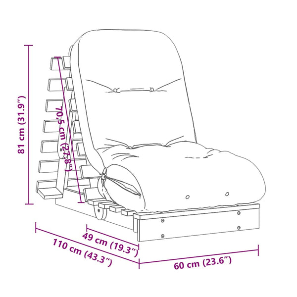 Futon Schlafsofa Kiefer imprägniert 60x206 cm