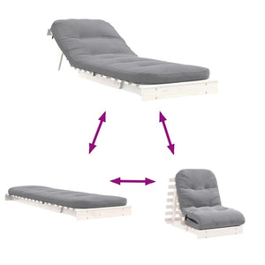 Futon Schlafsofa Kiefer Massivholz 70x206 Weiß