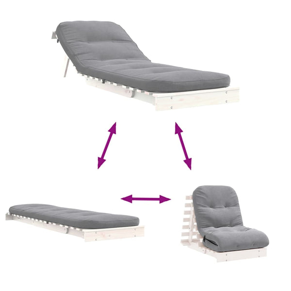Futon Schlafsofa Kiefer Massivholz 70x206 Weiß