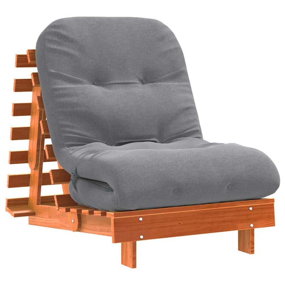 Futon Schlafsofa Braun Kiefer Massivholz 70x206 cm