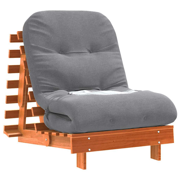 Futon Schlafsofa Braun Kiefer Massivholz 70x206 cm