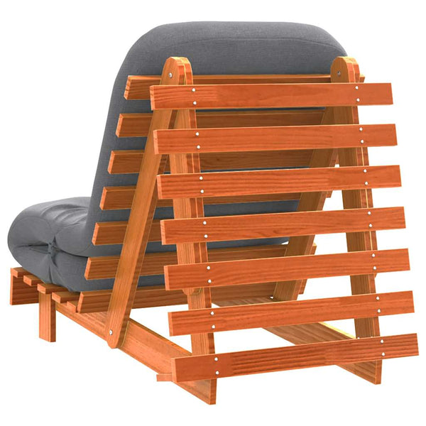Futon Schlafsofa Braun Kiefer Massivholz 70x206 cm