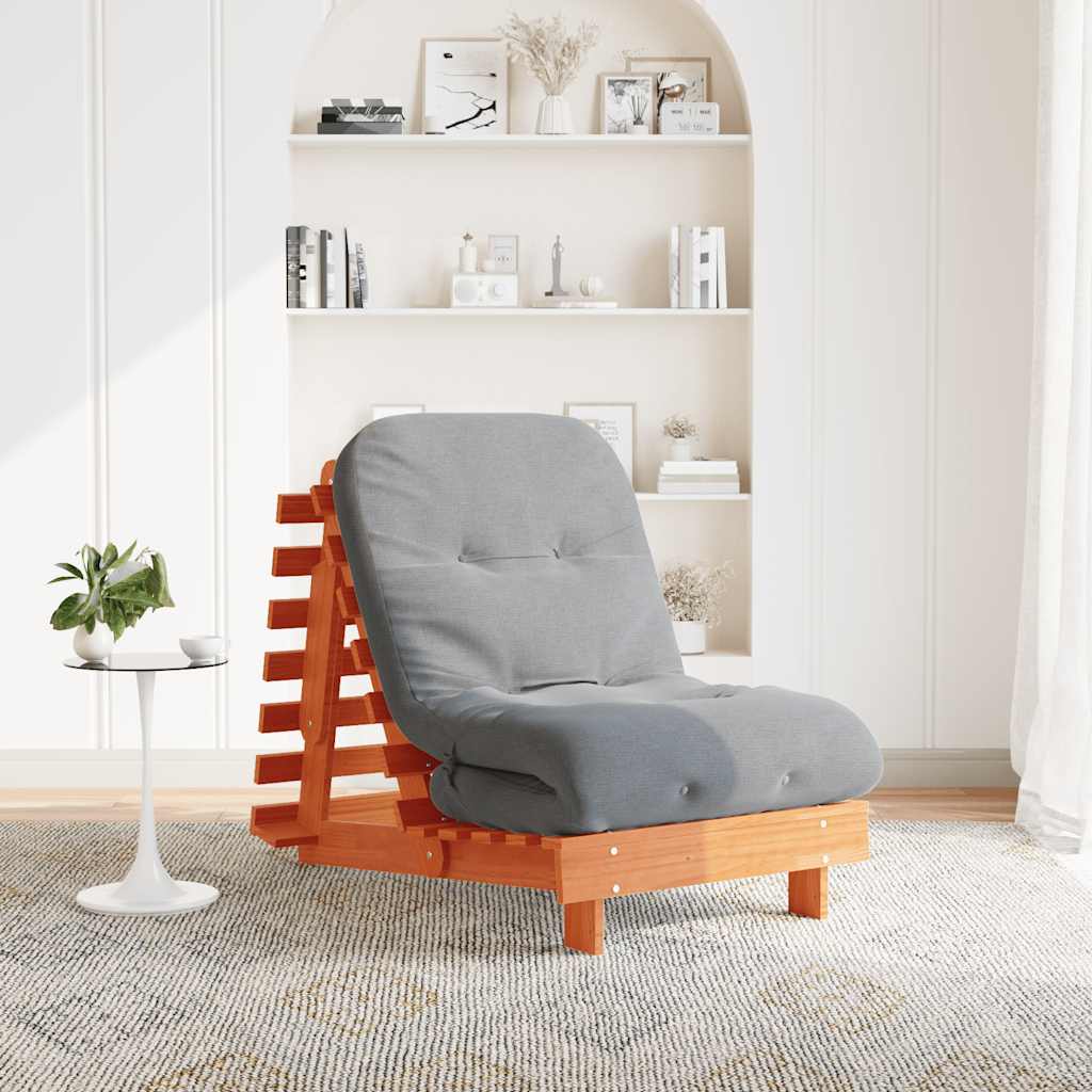 Futon Schlafsofa Braun Kiefer Massivholz 70x206 cm
