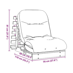 Futon Schlafsofa Kiefer 70x206 cm