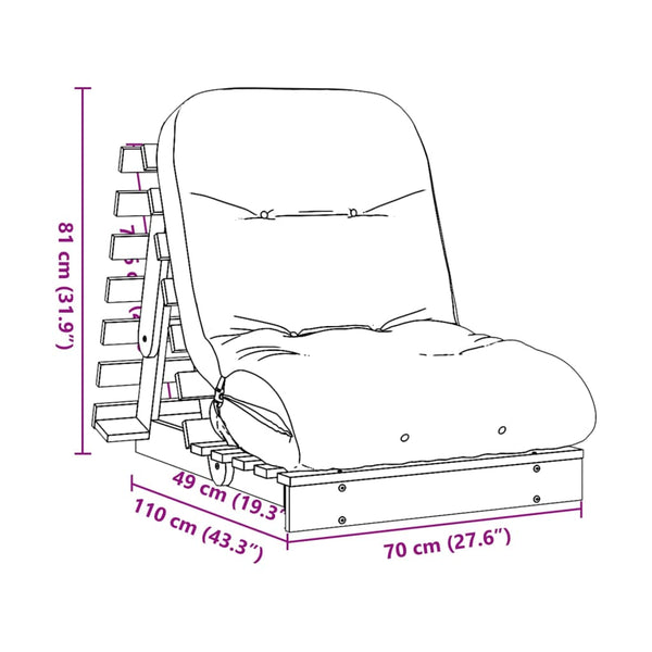 Futon Schlafsofa Kiefer 70x206 cm