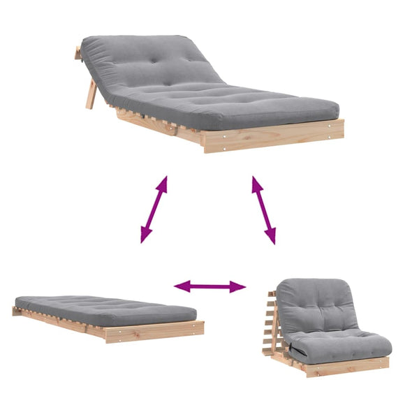 Futon Schlafsofa Kiefer Massivholz 80x206 cm