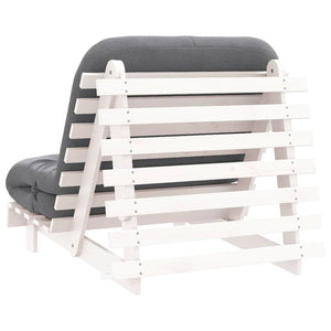Futon Schlafsofa Weiß Kiefer Massivholz 80x206