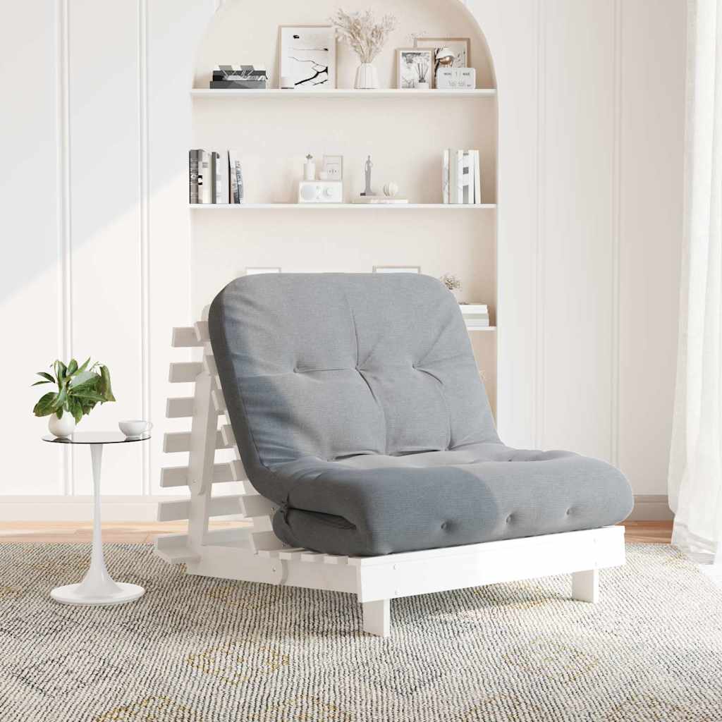 Futon Schlafsofa Weiß Kiefer Massivholz 80x206