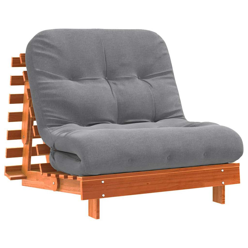 Futon Schlafsofa Braun Kiefer Massivholz 80x206 cm