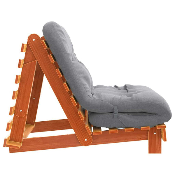 Futon Schlafsofa Braun Kiefer Massivholz 80x206 cm