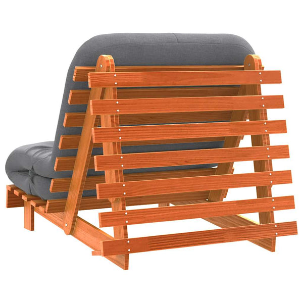 Futon Schlafsofa Braun Kiefer Massivholz 80x206 cm