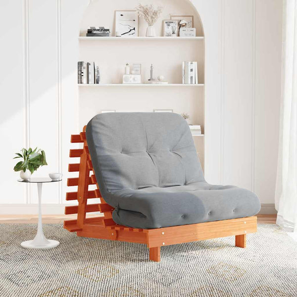 Futon Schlafsofa Braun Kiefer Massivholz 80x206 cm