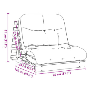 Futon Schlafsofa Kiefernholz 80x206 cm