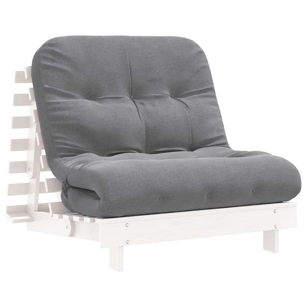 Futon Schlafsofa Weiß Kiefer Massivholz 90x206 cm