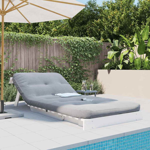 Futon Schlafsofa Weiß Kiefer Massivholz 90x206 cm